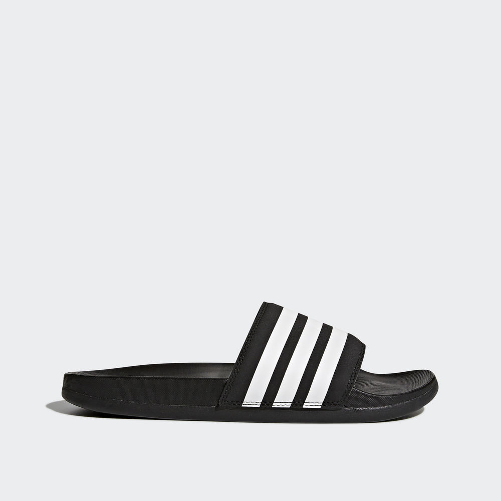 Adidas Adilette Cloudfoam Plus Stripes Slides - παντοφλες γυναικεια - Μαυρα/Ασπρα/Μαυρα,Μέγεθος: EU